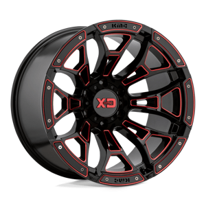 XD XD841 BONEYARD hliníkové disky 10x20 5x127 ET-18 Gloss Black Milled With Red Tint