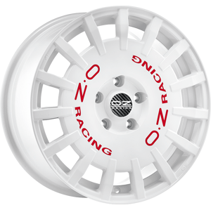 OZ Rally Racing W hliníkové disky 8x18 5x108 ET45 RACE WHITE RED LETTERING